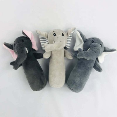 custom soft stuffed elephant animals baby rattle plush rattle toy