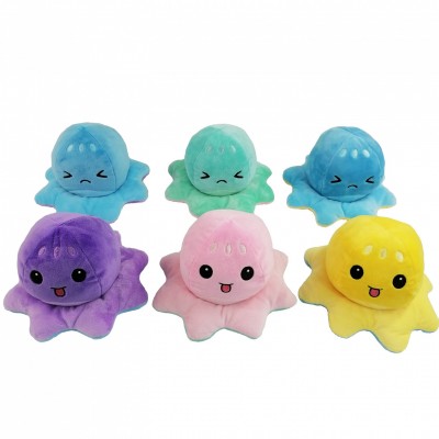 Cute Emotion Stuffed Reverse Animal Toys Reversible Flip Octopus Jellyfish Toy